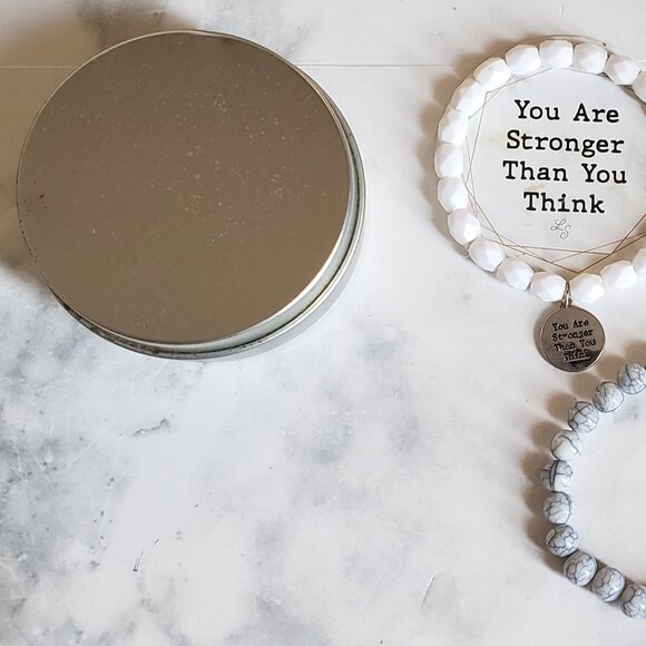 You Are Stronger Than You Think White Bead Stack Bracelets Inspirational Gift - Picture 4 of 6